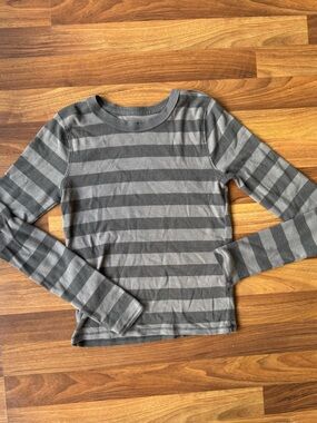 Hollister Stripe Long Sleeve Crop T-shirt | Medium
